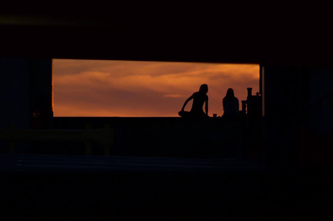sunset viewers at the Charles steet garage