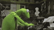 Kermit typing franticly
